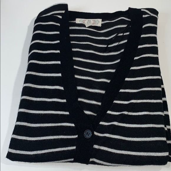 Pink Rose Sweaters - Pink Rose Black with white stripe Cardigan Sweater